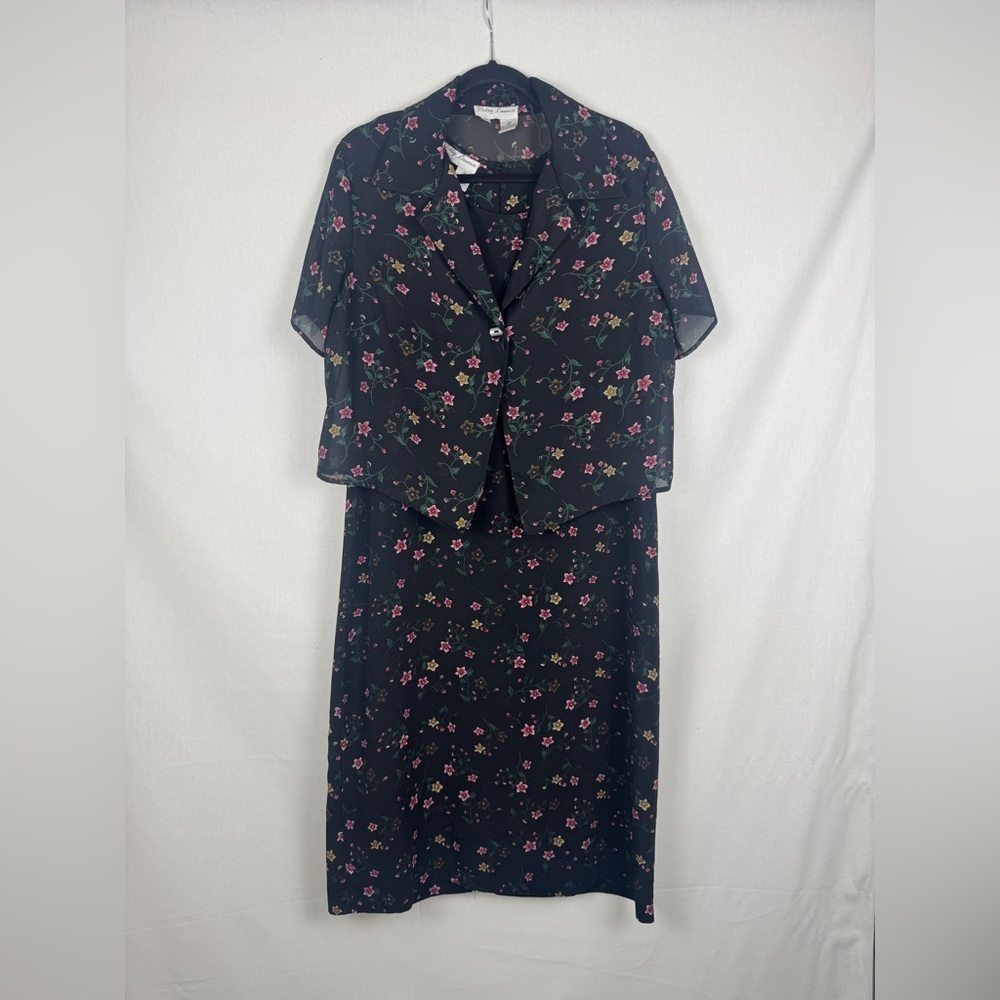 Betsy Lauren Floral Black Dress with Jacket